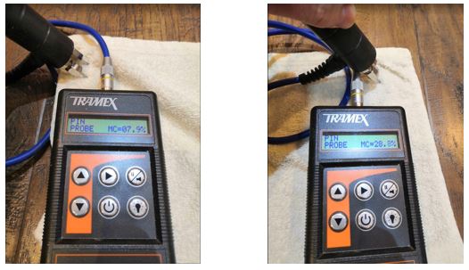 Pin Probe Moisture Readings