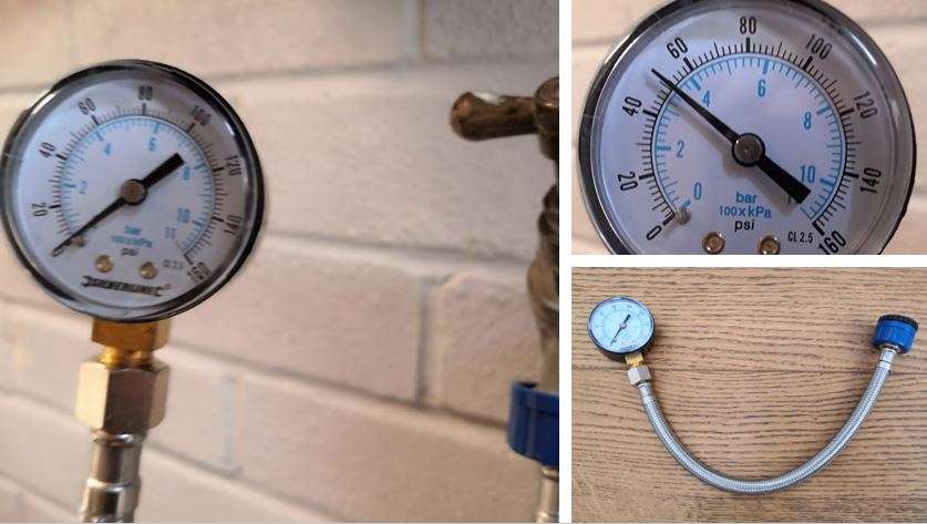 Water Pressure Meter Gauge