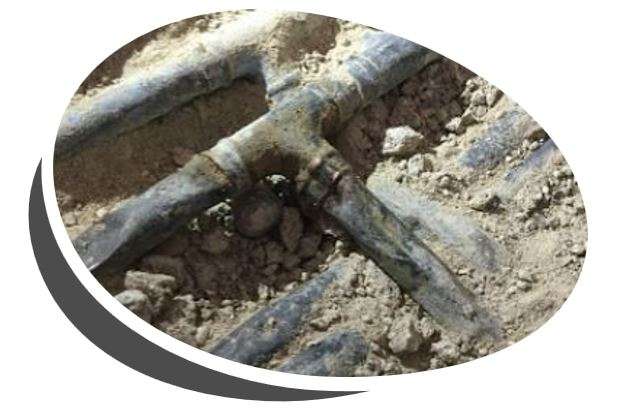 Burst Pipe - Corrosion, copper pipe leak underground.
